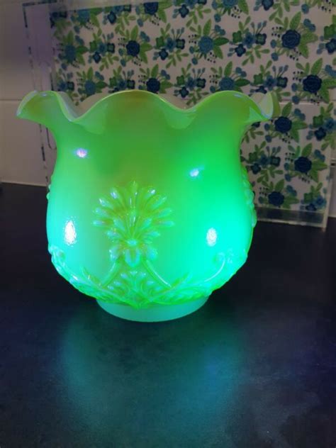 An Antique Vaseline Uranium Glass Oil Lamp Shade Victorian Antique Price Guide Details Page