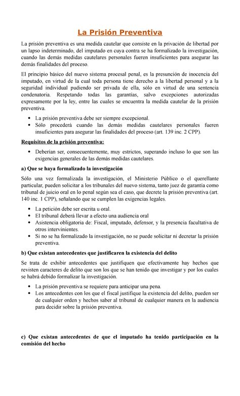 Prision preventiva La Prisión Preventiva La prisión preventiva es una