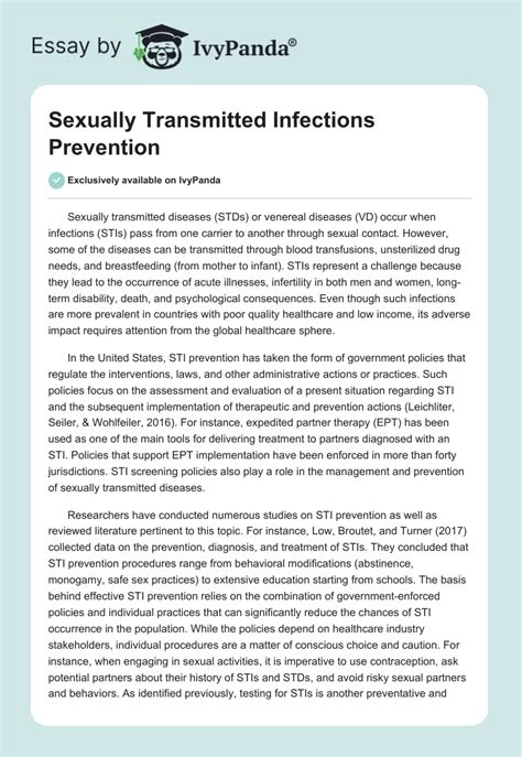 Sexually Transmitted Infections Prevention 351 Words Essay Example