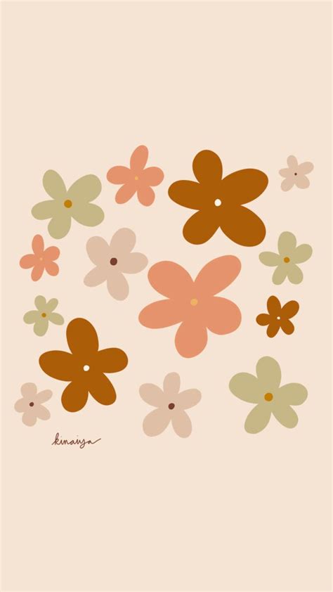 Boho retro flowers hand-drawn phone wallpaper | Flower background ...