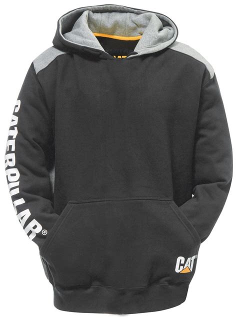 Cat Caterpillar Logo Panel Sweatshirt Hoodie Mens Durable Work Jumper