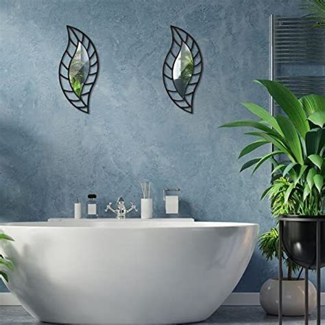 Pcs Mirror Wall Decor Art Leaf Mounted Mirror Decorative Teardrop