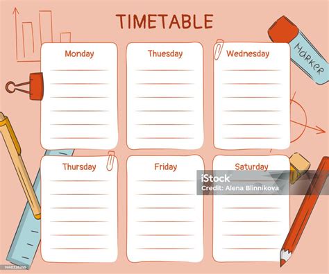 Template Jadwal Kelas Mingguan Untuk Belajar Atau Bekerja Dengan Mata