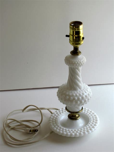 Vintage White Milk Glass Hobnail Lamp 12 by HeartlandVintageShop