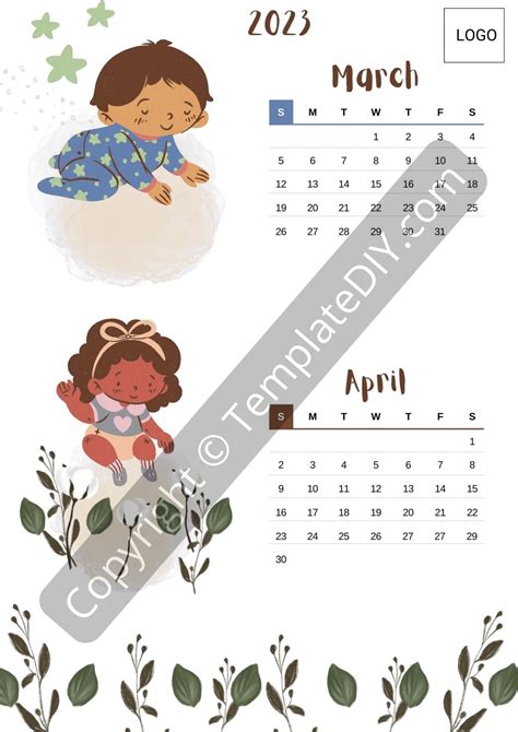 March April 2023 Calendar Template In PDF Word Excel