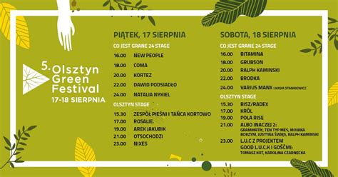 Rozpiska Godzinowa Koncert W Na Olsztyn Green Festival