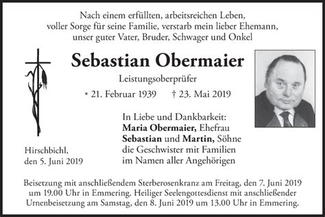 Traueranzeigen Von Sebastian Obermaier Trauer Merkur De