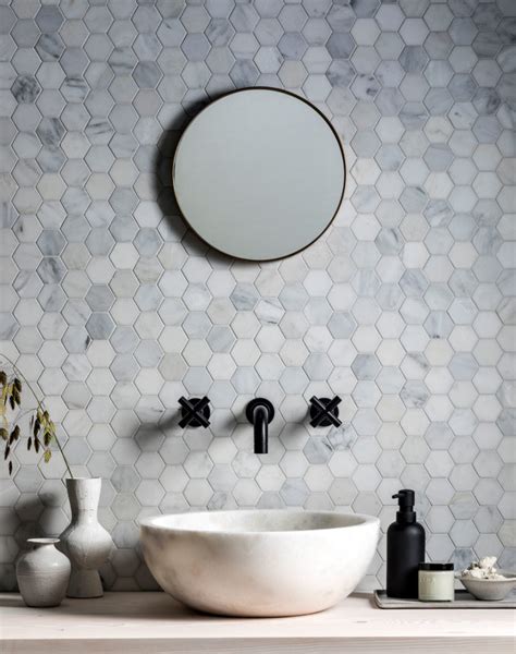 Alsace Honed Marble Hexagon Mosaic Tile Mandarin Stone