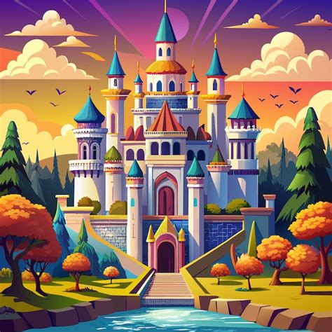 Vector de desenho animado do castelo real ilustração conceito de obra