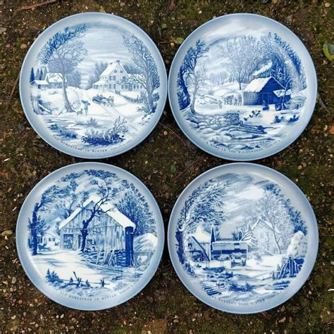 Set Of 4 Currier And Ives Winter Plates Etsy