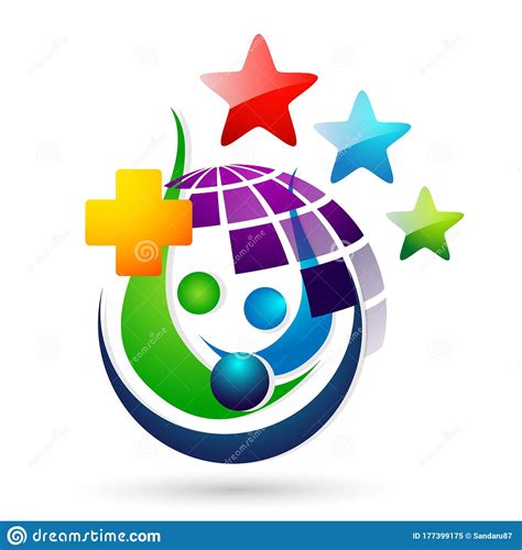 Logo Voor Medische Zorg Globe Wereld Gezondheid Van De Familie Cross