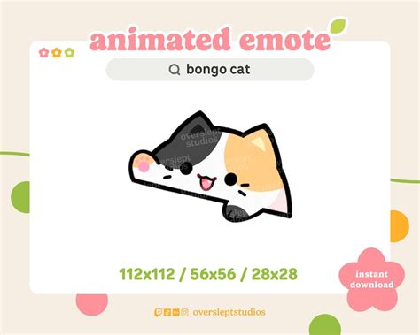 Animated Calico Bongo Cat Emote For Twitch And Discord Calico Etsy