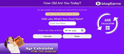 How To Create Age Calculator In Html Css And Javascript Blogearns