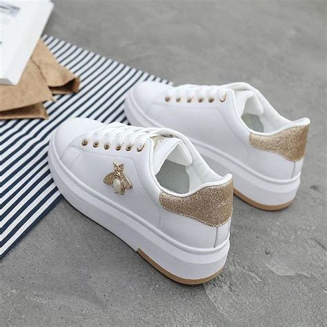 New Women Sneakers Fashion Breathable Pu Leather Platform White Shoes Gagodeal Sneakers Mode