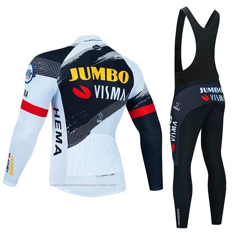 Maillot Cyclisme Jumbo Visma Noir Blanc Manches Longues Et