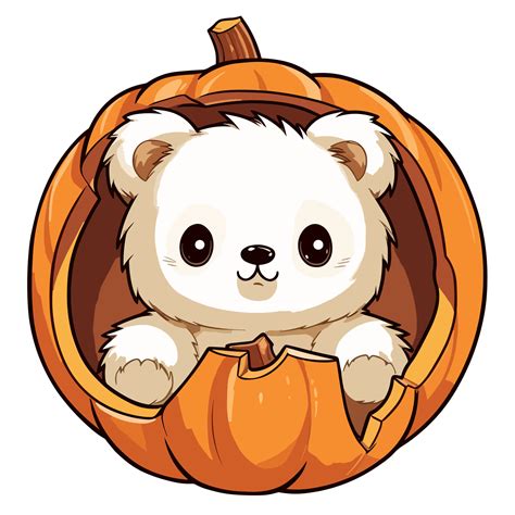 Teddy Bear Peeking Out From Halloween Pumpkin 24477070 PNG