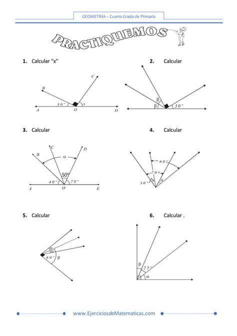 Ejercicios De Angulos Para Cuarto De Primaria Pdf