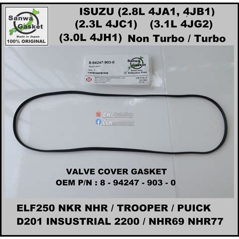 Isuzu Valve Cover Gasket 4ja1 4jb1 4jc1 4jg2 4jg2t 4jh1t Engines