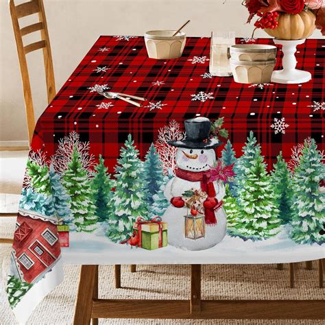 Snowman Christmas Tablecloth X Rectangle Christmas Table Cloth