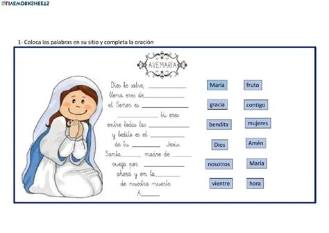 Completa La Oración Del Ave María Actividad Catequista Loros Y