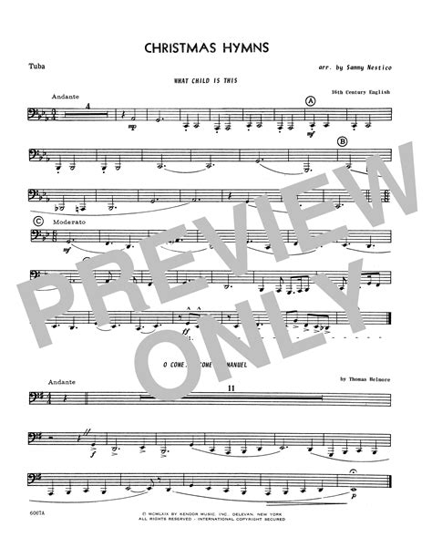 Christmas Hymns Tuba Sheet Music Sammy Nestico Brass Ensemble