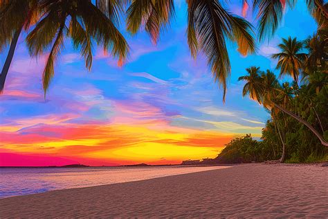 Sunrise over a Tropical Paradise Graphic by eifelArt Studio · Creative Fabrica