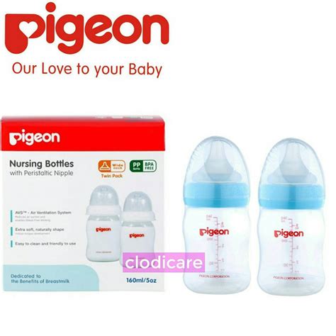 Jual Pigeon PP Bottle Twin Pack Wide Neck With Peristaltic Plus Nipple