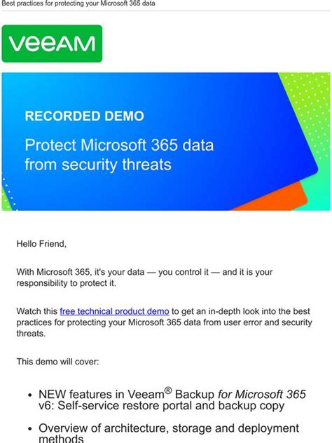 Veeam Performance Marketing Program RECORDED DEMO Protect Microsoft