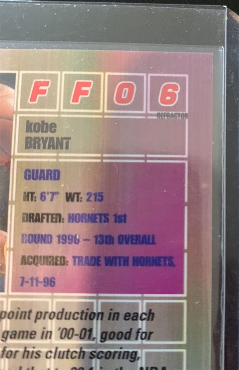 Topps Chrome Kobe Bryant Refractor Fast Furious Ff