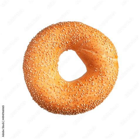 fresh  wheat bagel  sesame seeds isolated  white background