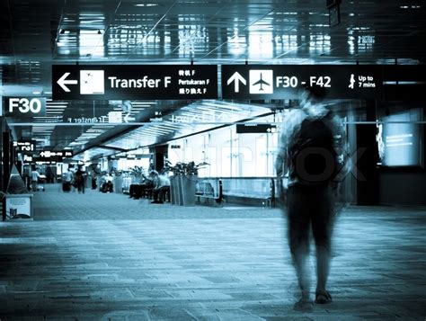 Arrival gates in airport with blured ... | Stock image | Colourbox