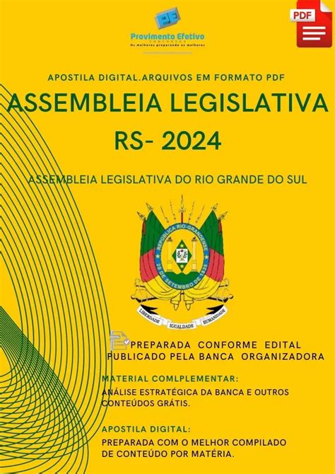 Provimento Efetivo Concursos Apostila Assembleia Legislativa Rs