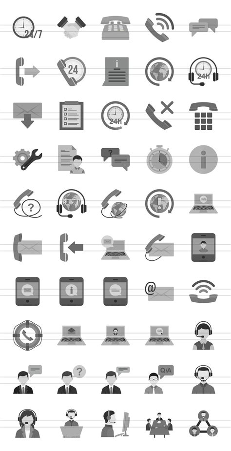 50 Customer Services Greyscale Icons – MasterBundles