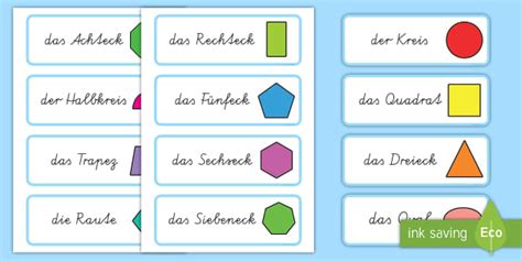 2D Shape Word Cards German Teacher Made Twinkl