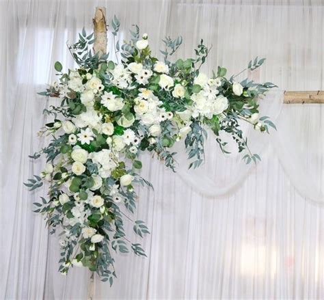 White Rose Daisy Peony Hydrangea And Sage Eucalyptus Wedding Archway