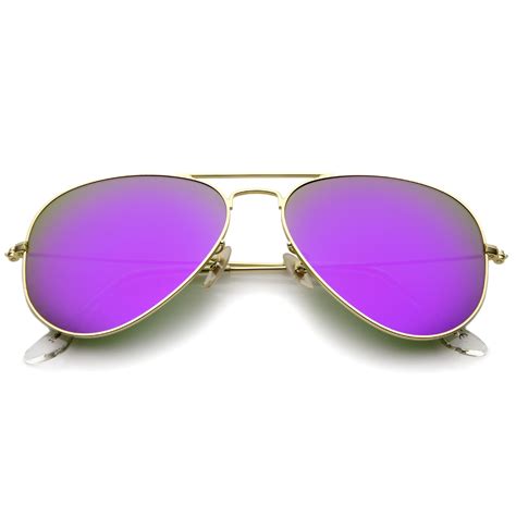 Large Premium Matte Metal Mirrored Lens Aviator Sunglasses 57mm Zerouv