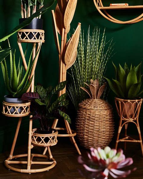 Bali Natural Rattan Plant Stand Redboth