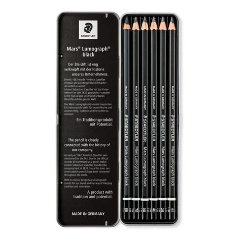 Staedtler Mars Lumograph Black Drawing Pencil Pack Of 6 Staedtler