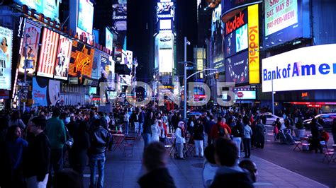 New York City People Walking At Night