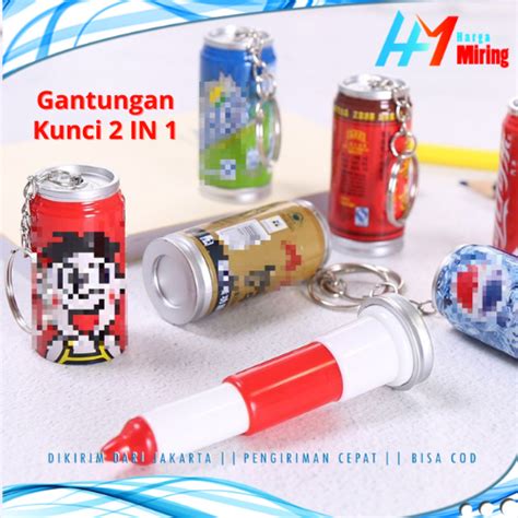 HM Gantungan Kunci Minuman Kaleng 2 IN 1 Pena Bentuk Minuman Pulpen