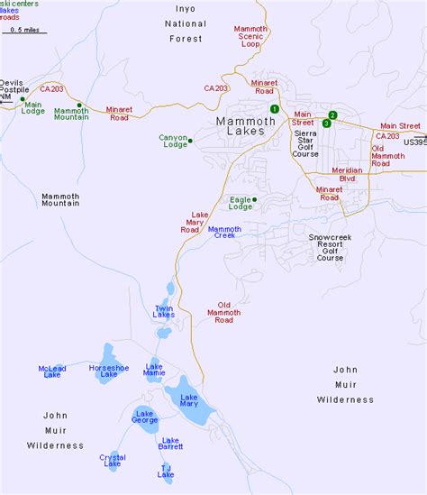 Map of Mammoth Lakes, California