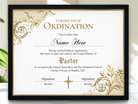 Pastor Ordination Certificate Elegant Ordination Certificate Printable Certificate Of