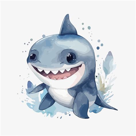 Premium Vector | A cartoon shark with a big smile on his face.