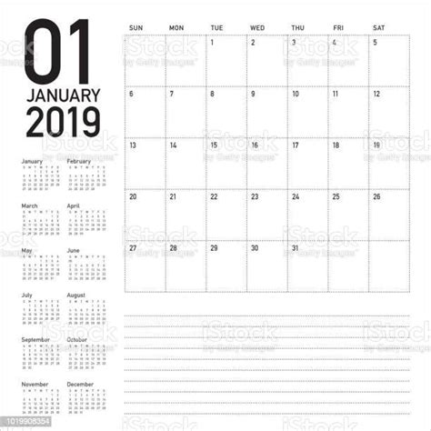 January 2019 Desk Calendar Vector Illustration Stock Illustration Download Image Now 2019