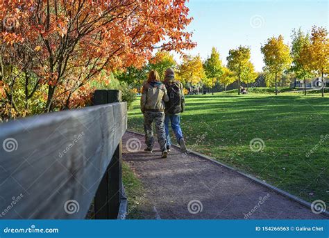 Autumn. People Walk in the Autumn Park Stock Image - Image of street ...