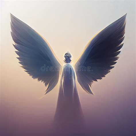 Angel with Big Beautiful Wings. Flat Drawing. Digital Illustration ...