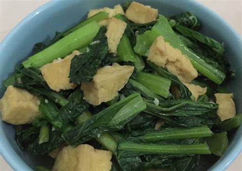 Resep Tumisan Simple Caisim Tahu Cah Bawang Putih Oleh Yoshe Djoe