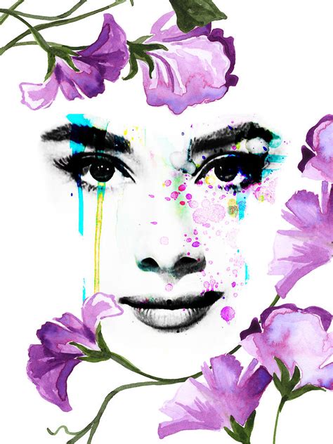 Audrey Hepburn Floral Portrait Digital Art By Mihaela Pater Fine Art