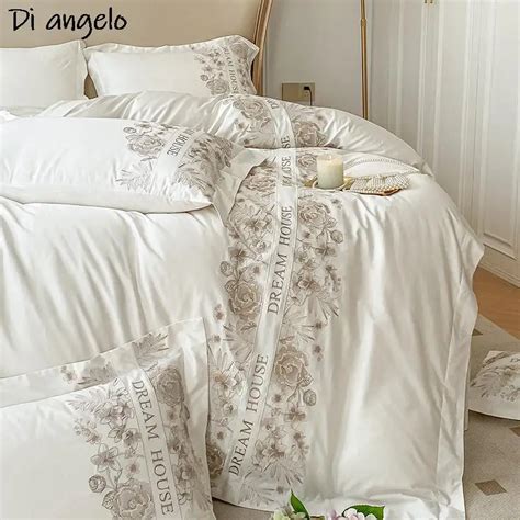 White Luxury Embroidery 600TC Egyptian Cotton Wedding Gift Bedding Set