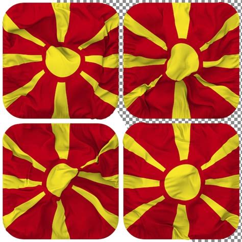 Premium PSD North Macedonia Flag Squire Shape Isolated Different